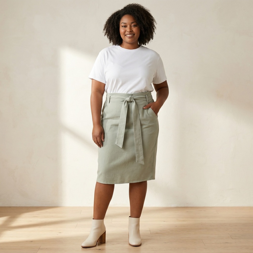 Maeve Anthropologie Felisa Paperbag-Waisted Skirt in moss size large